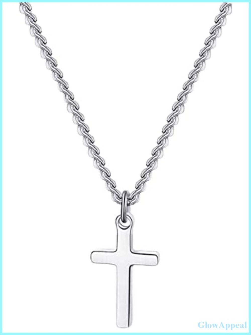 Stainless Steel Cross Pendant Necklace with Cuban Chain Faith Jewelry Gift